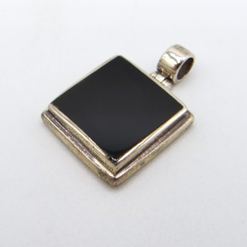 Silver and Onyx Square Pendant