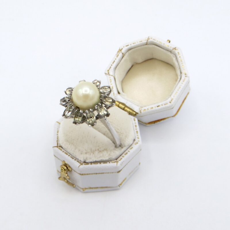 Vintage Silver and Pearl Floral Ring