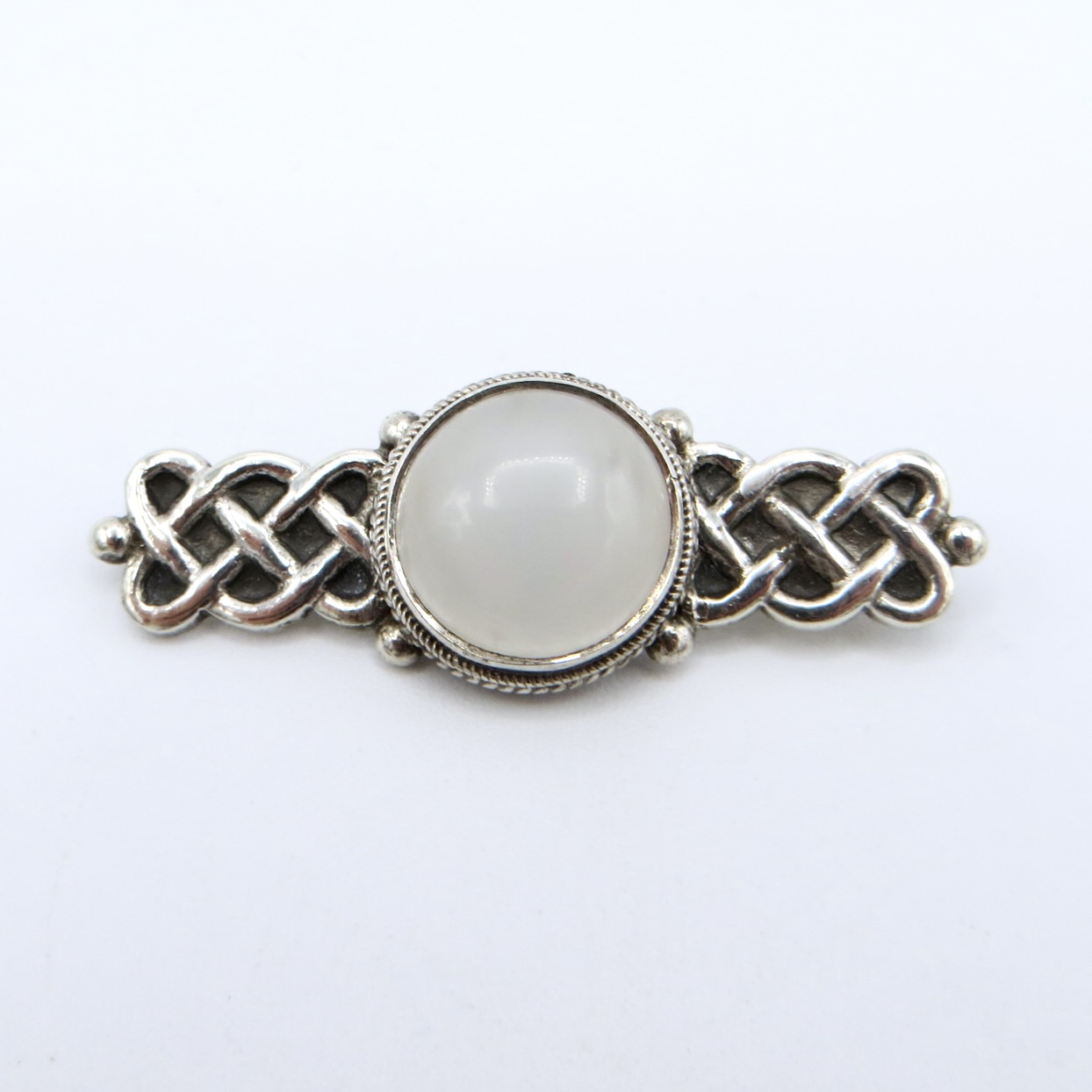 Silver and Moonstone Brooch