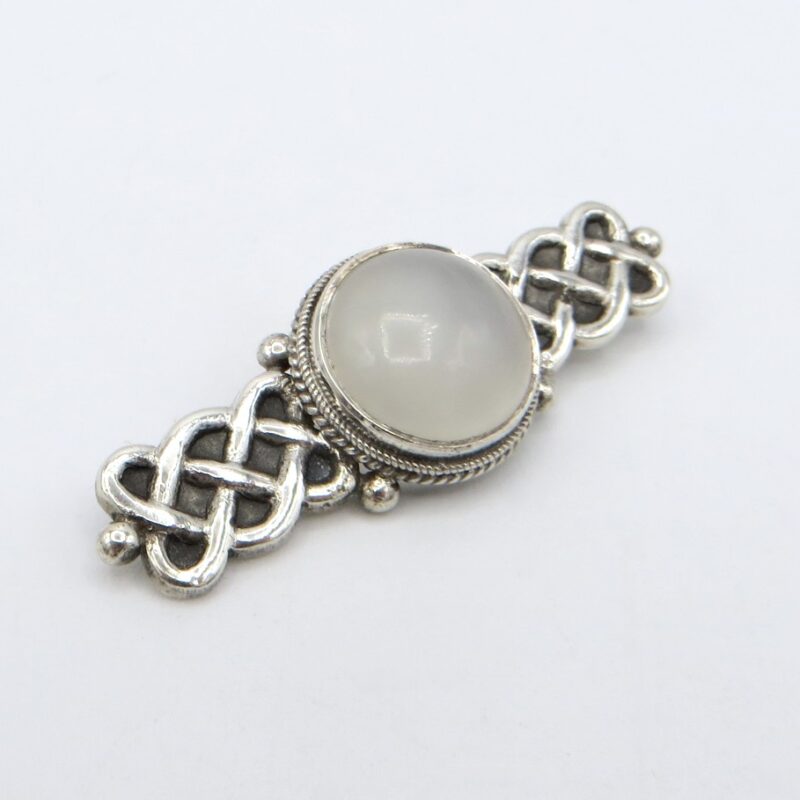 Silver and Moonstone Brooch