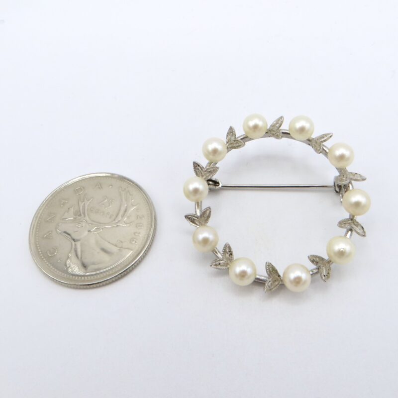 Silver and Pearl Circle Brooch