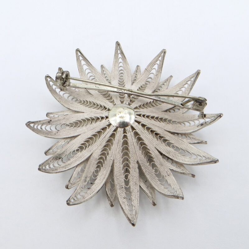Silver and Pearl Flower Brooch