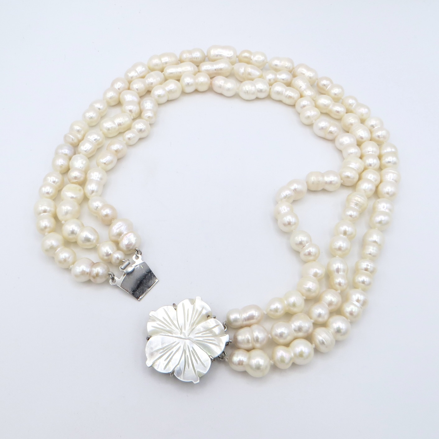 Baroque Pearl Necklace with Floral Clasp