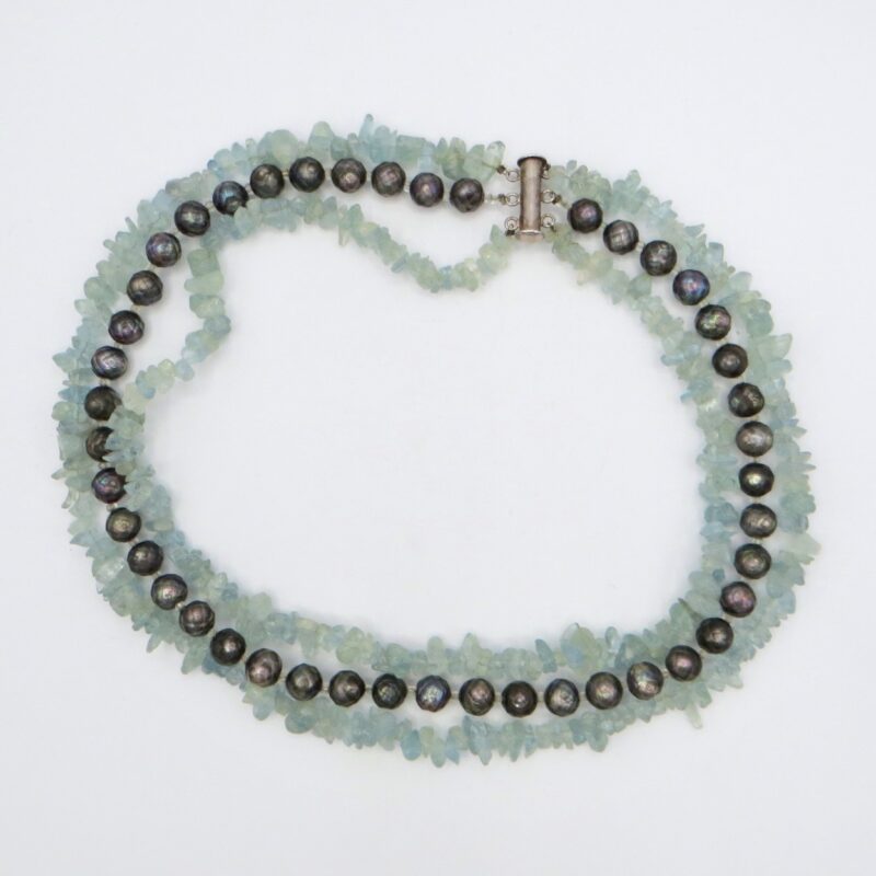 Aquamarine and Pearl Necklace