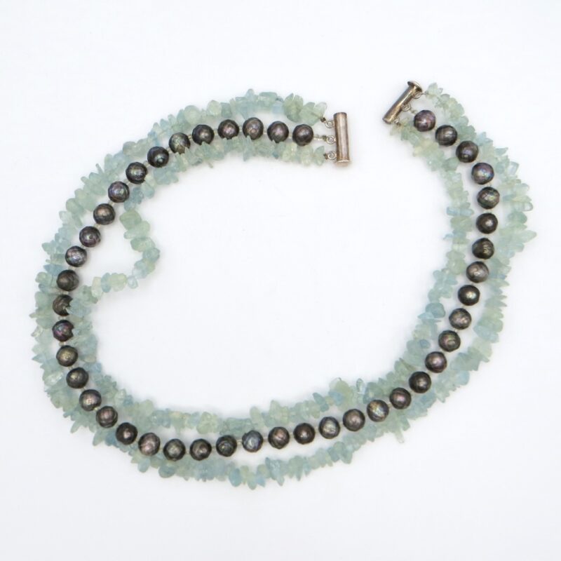 Aquamarine and Pearl Necklace