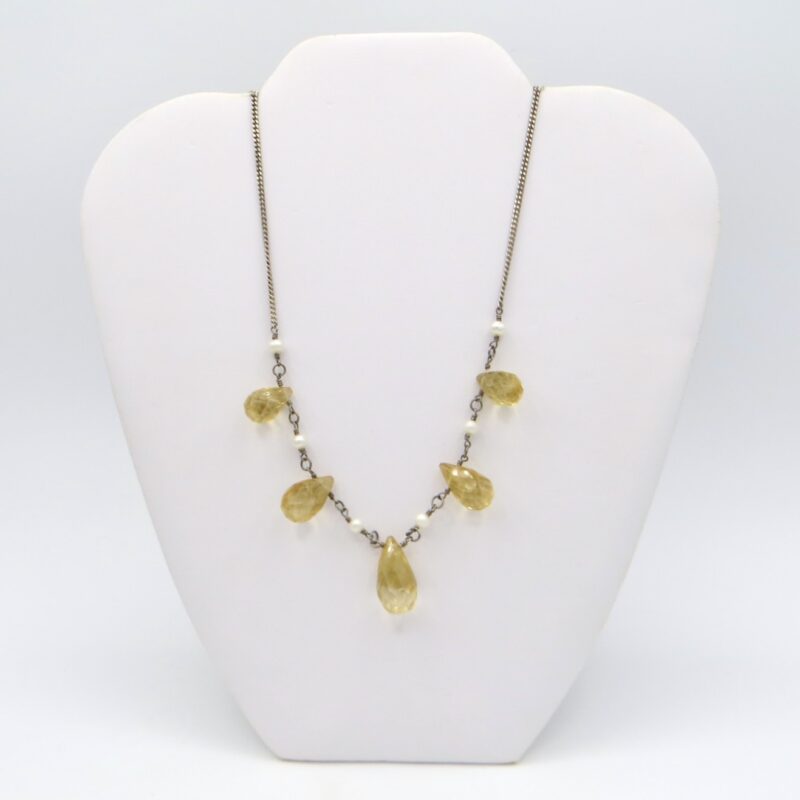 Silver, Citrine and Pearl Necklace