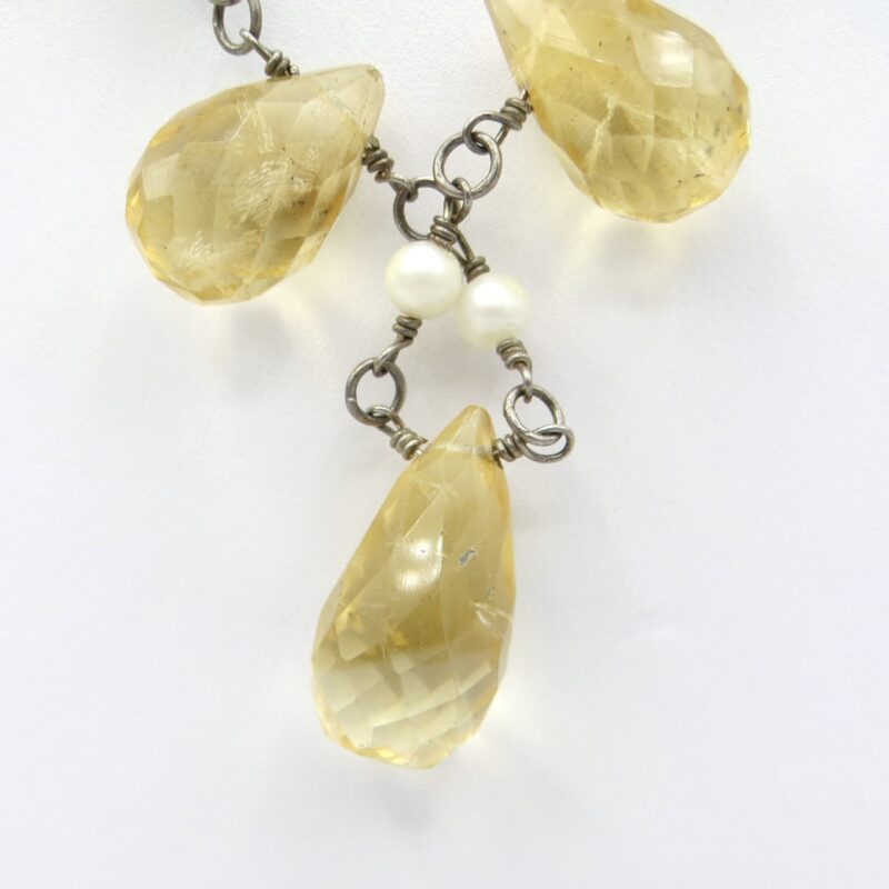 Silver, Citrine and Pearl Necklace