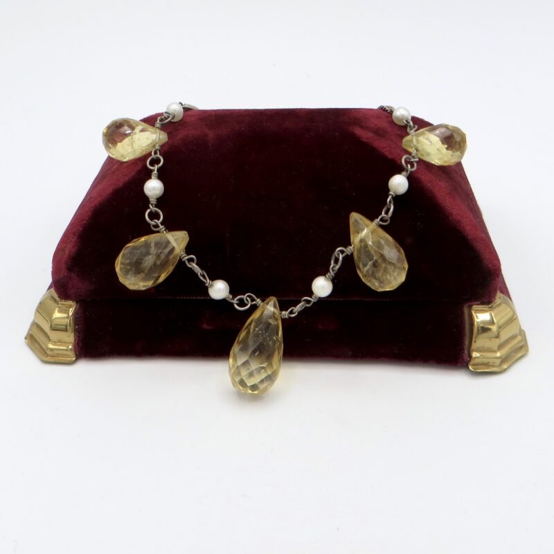 Silver, Citrine and Pearl Necklace