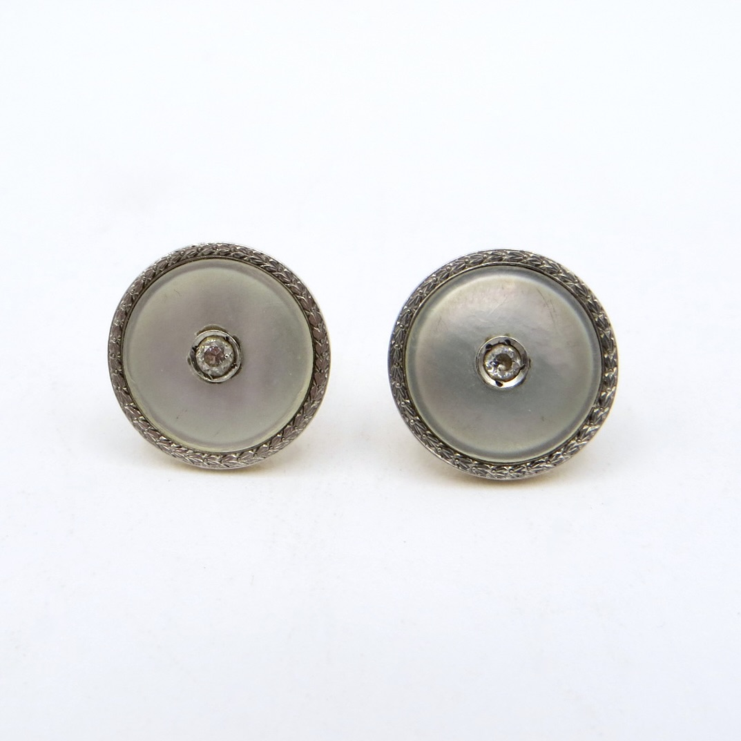 Diamond and Mother-of-Pearl Stud Earrings
