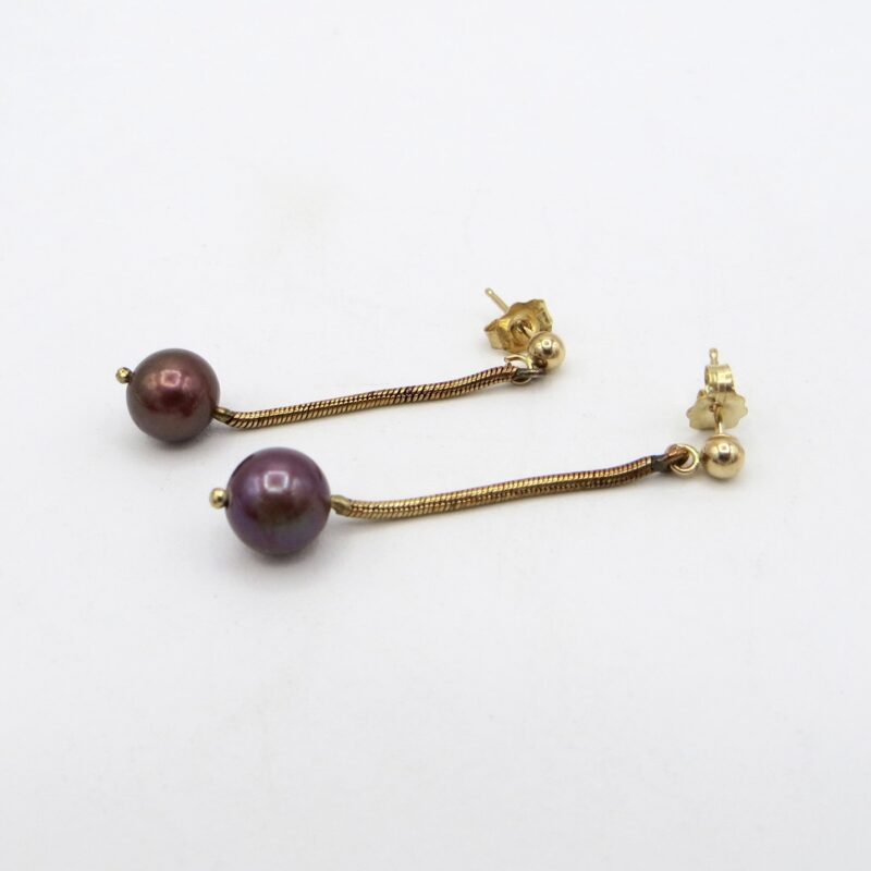 14kt Gold and Pearl Drop Earrings