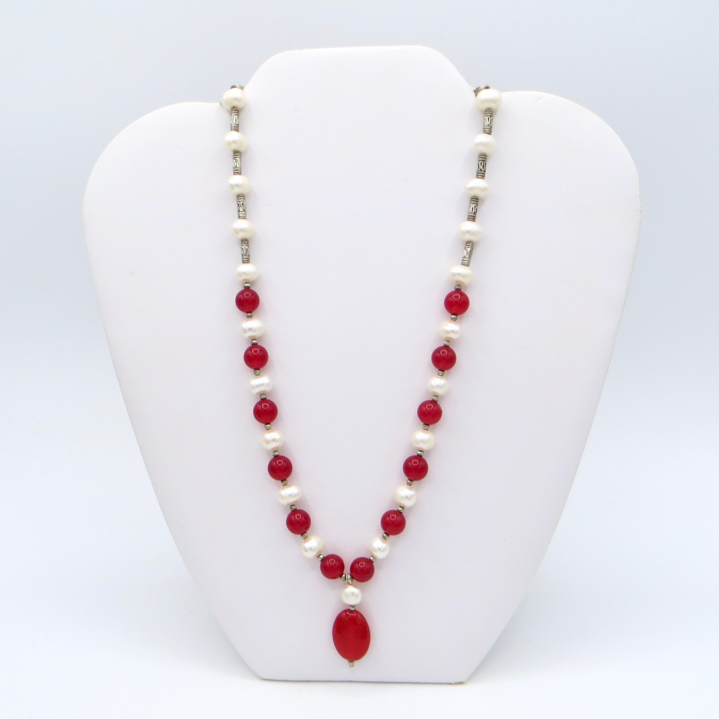 Pearl and Red Quartz Necklace