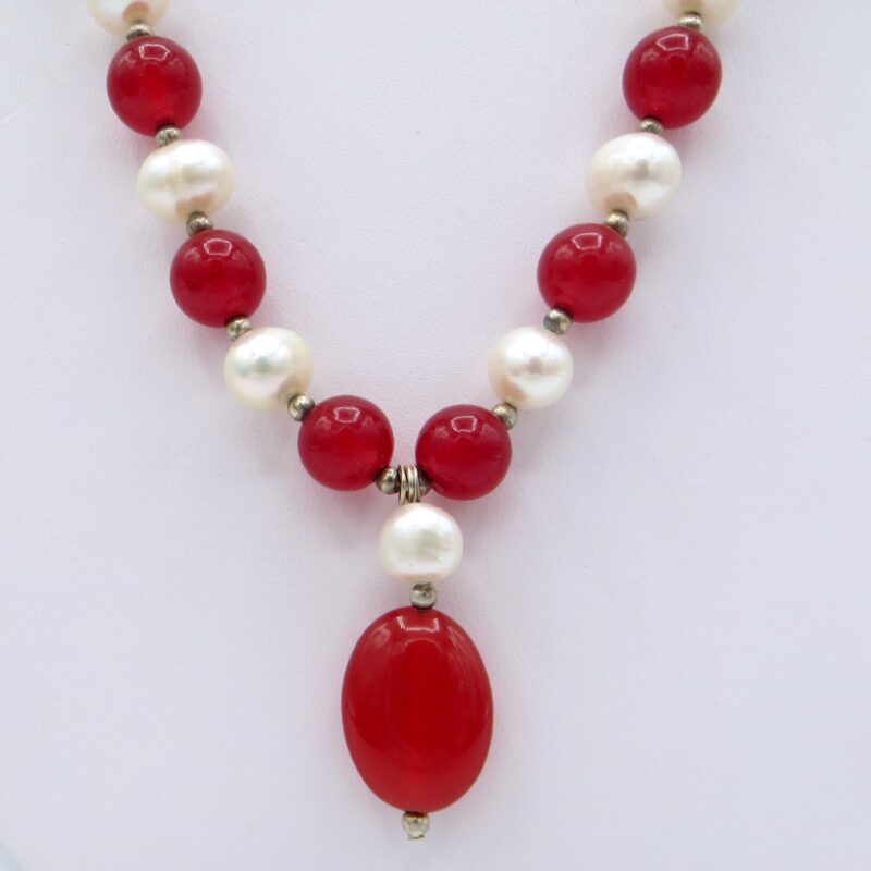 Pearl and Red Quartz Necklace