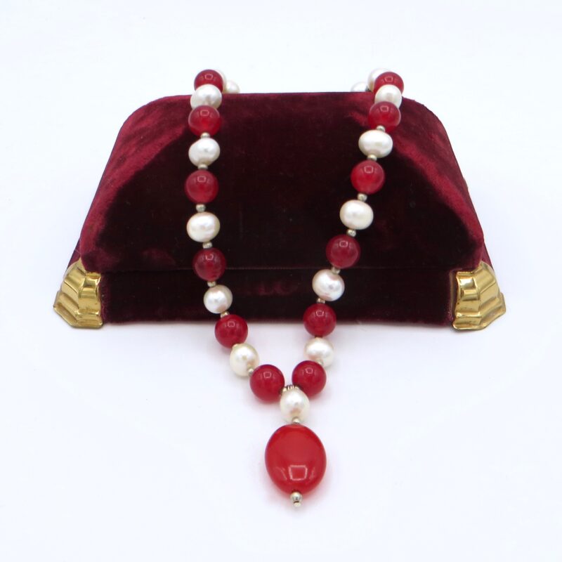 Pearl and Red Quartz Necklace