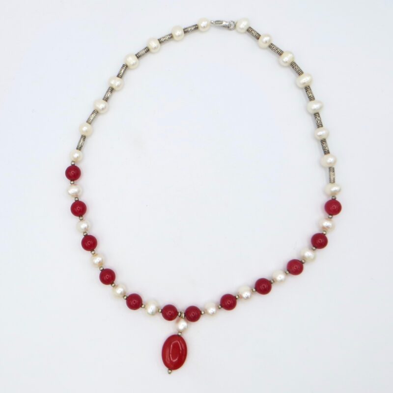 Pearl and Red Quartz Necklace