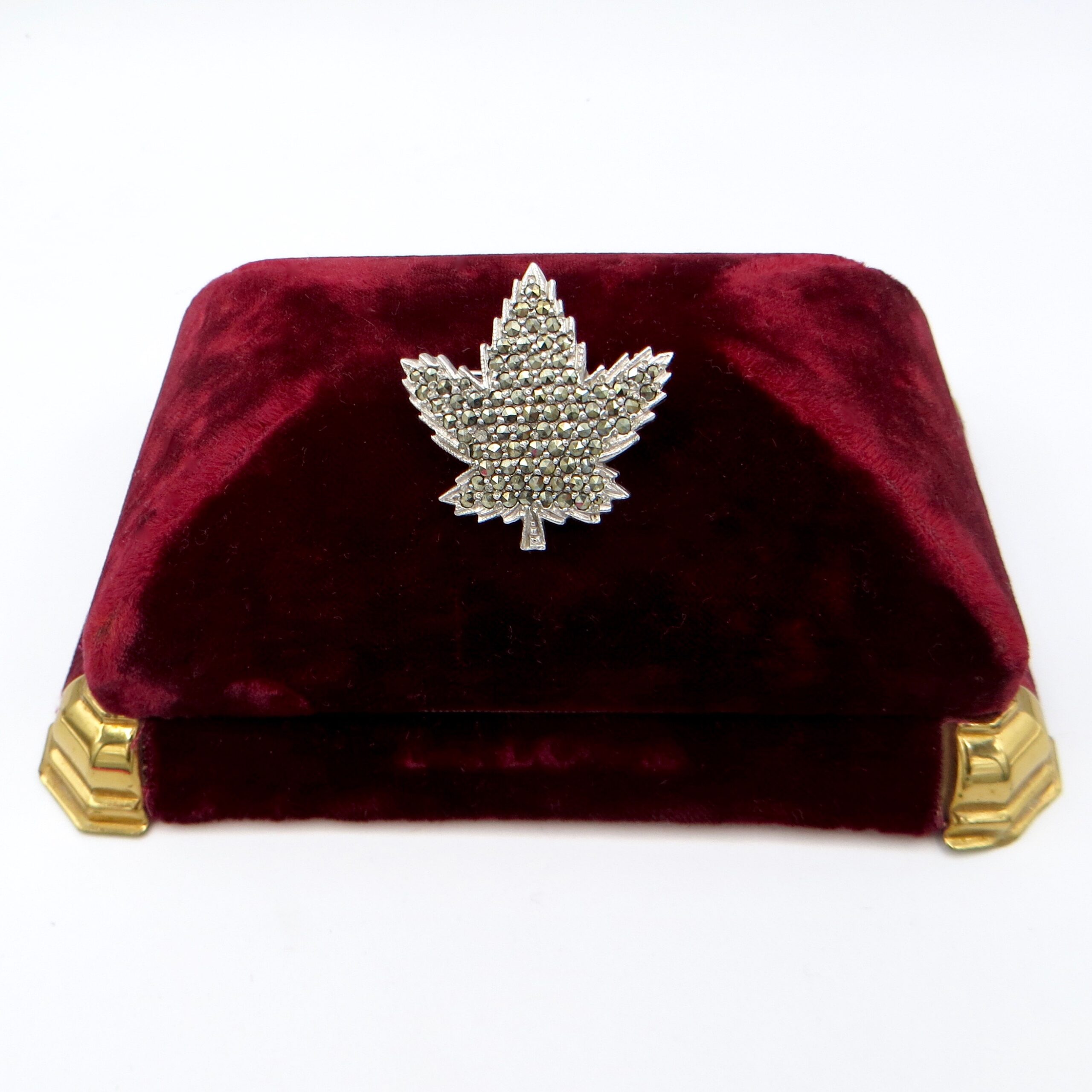 Marcasite Maple Leaf Brooch