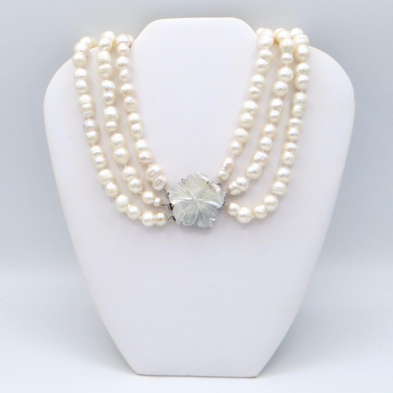 Baroque Pearl Necklace with Floral Clasp