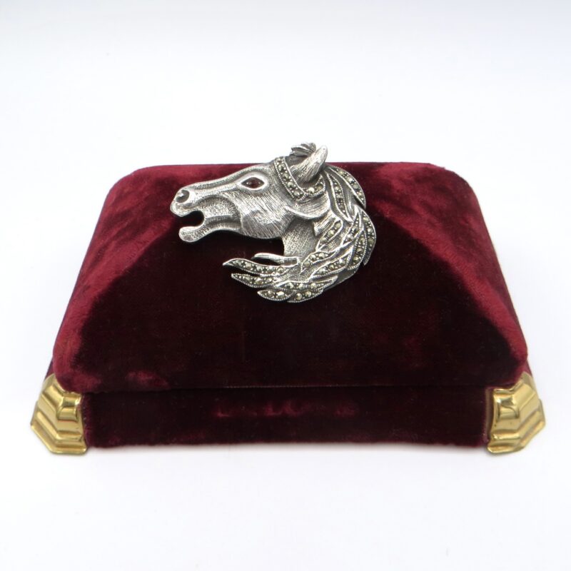 Silver and Marcasite Horse Brooch