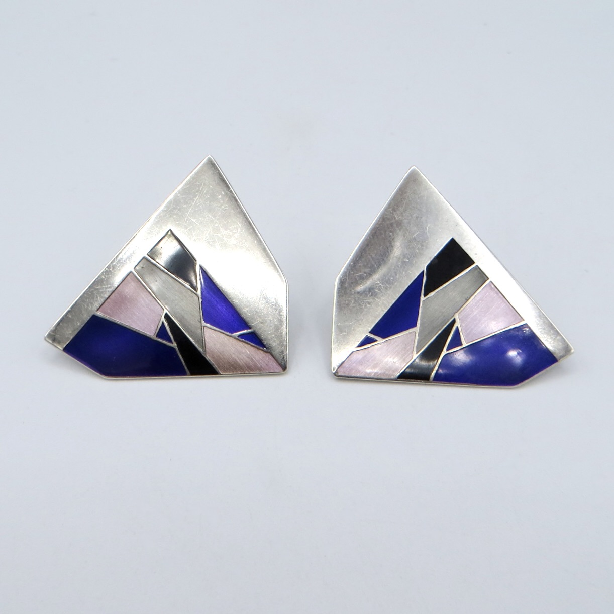 Silver and Enamel Earrings