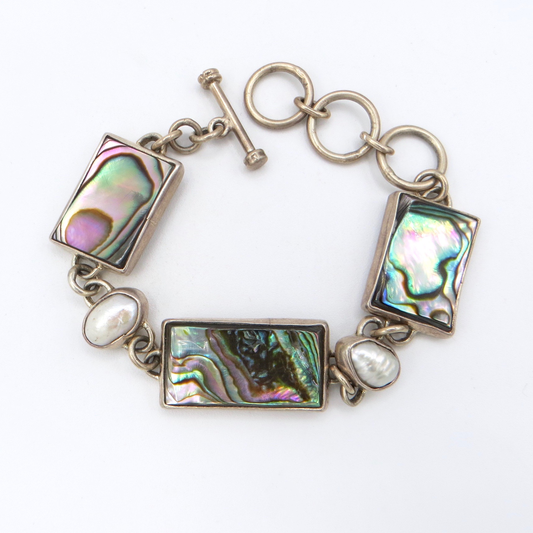 Silver, Pearl and Abalone Bracelet