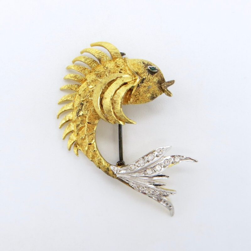 Birks Silver Gilt Fish Brooch