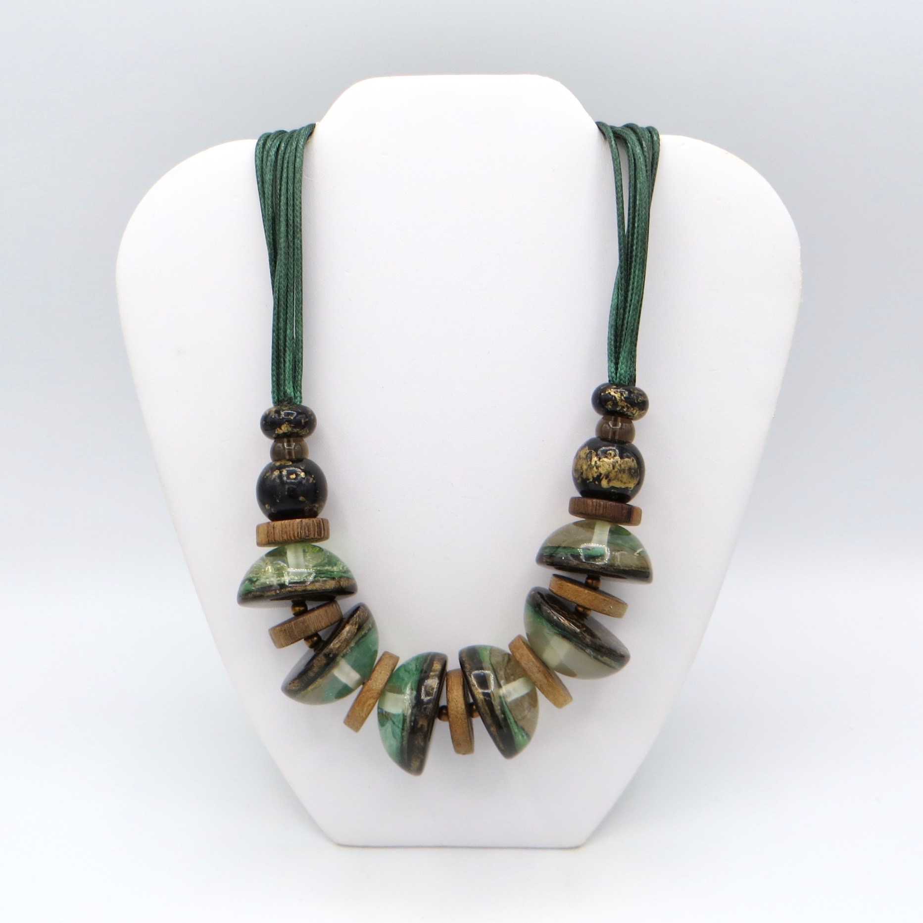 Wood and Resin Bead Necklace
