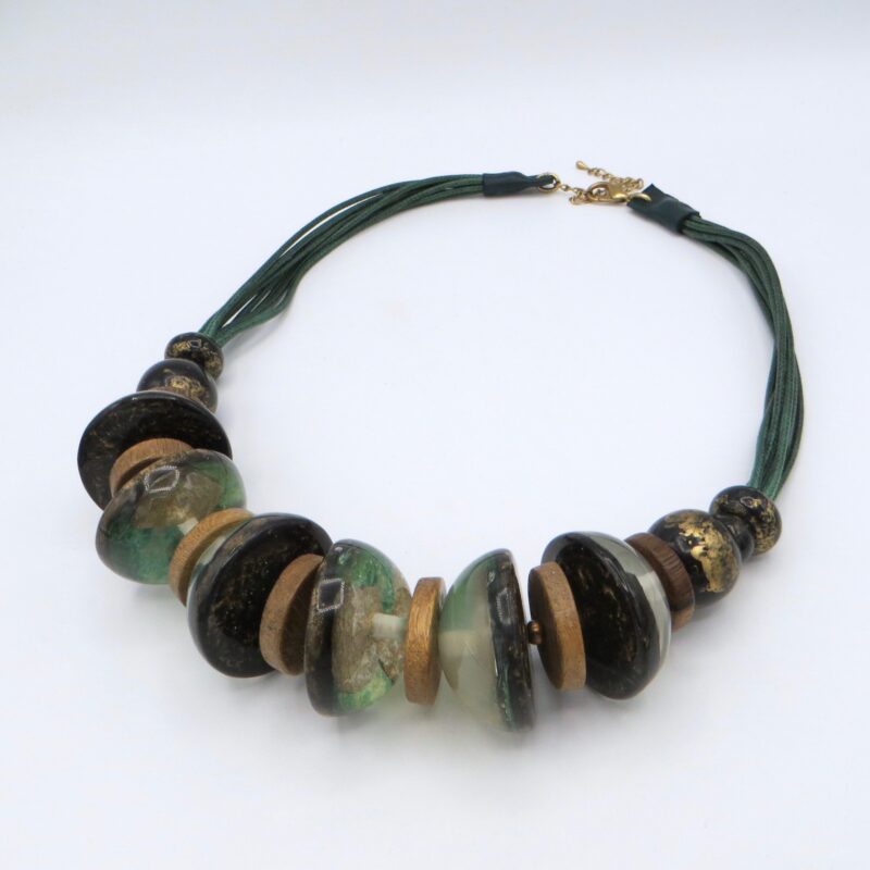 Wood and Resin Bead Necklace