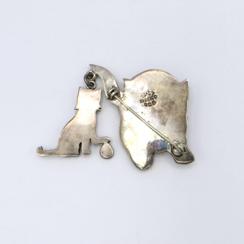 Silver Cat Companions Brooch