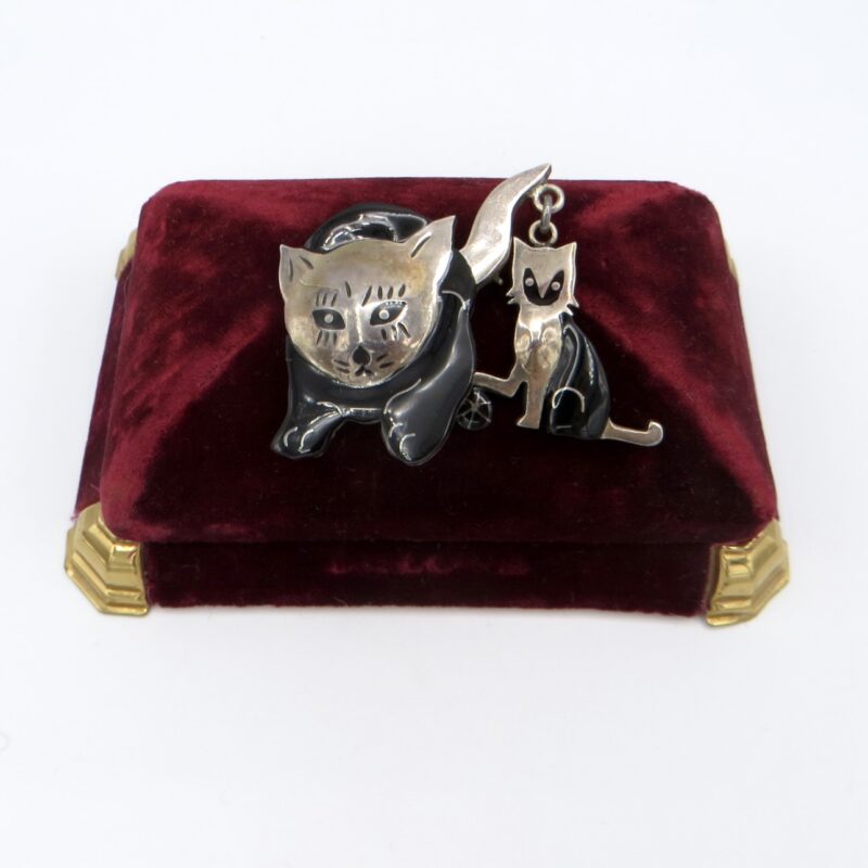 Silver Cat Companions Brooch