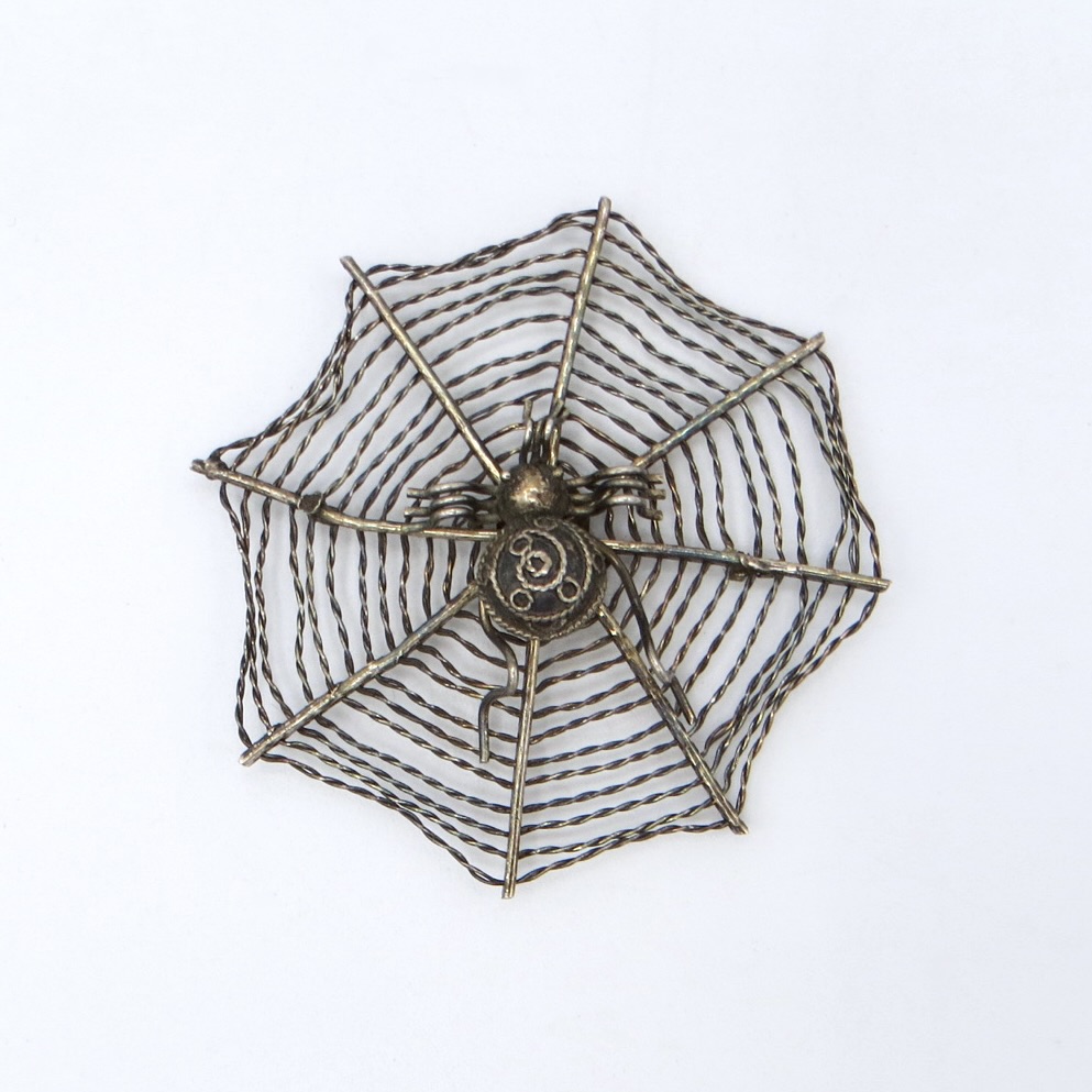 Silver Spiderweb Brooch