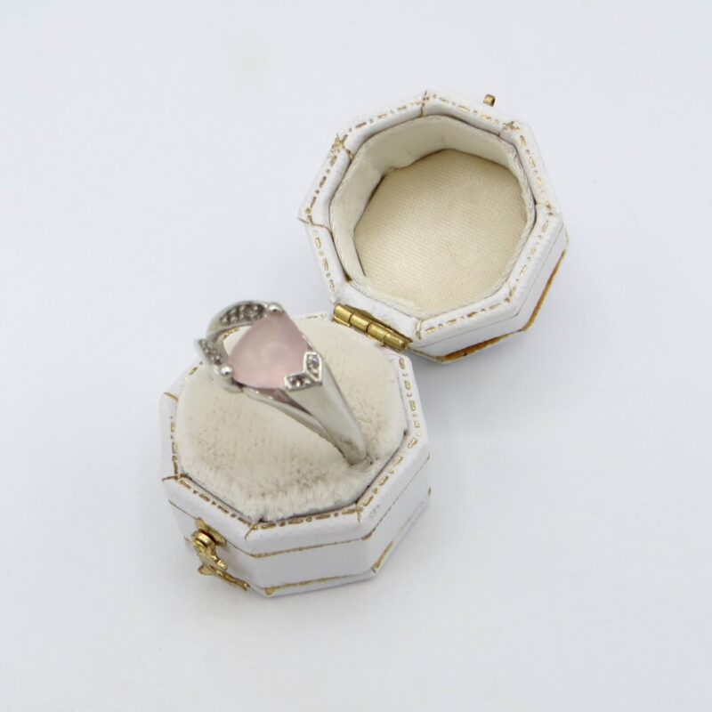 10kt White Gold, Rose Quartz and Diamond Ring