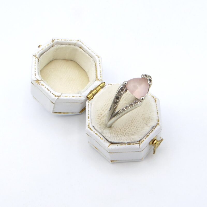 10kt White Gold, Rose Quartz and Diamond Ring