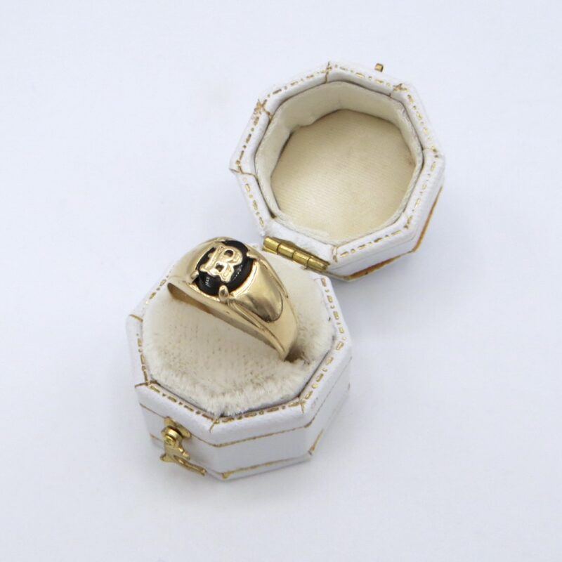 10kt Gold and Onyx Initial Ring