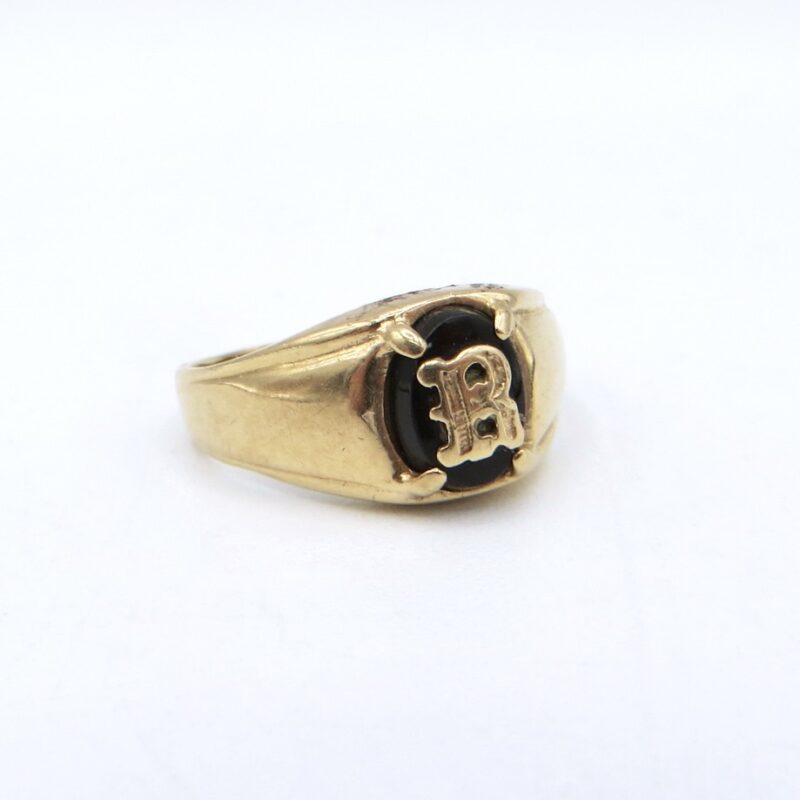 10kt Gold and Onyx Initial Ring