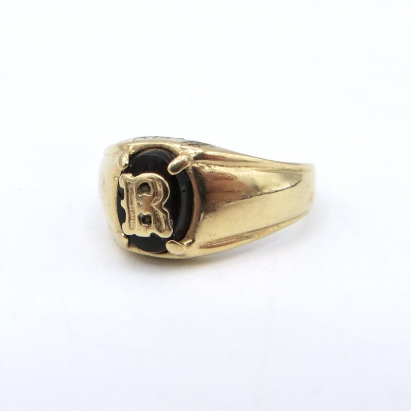 10kt Gold and Onyx Initial Ring