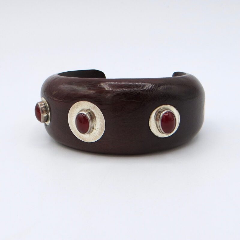 Wood, Silver and Garnet Bracelet