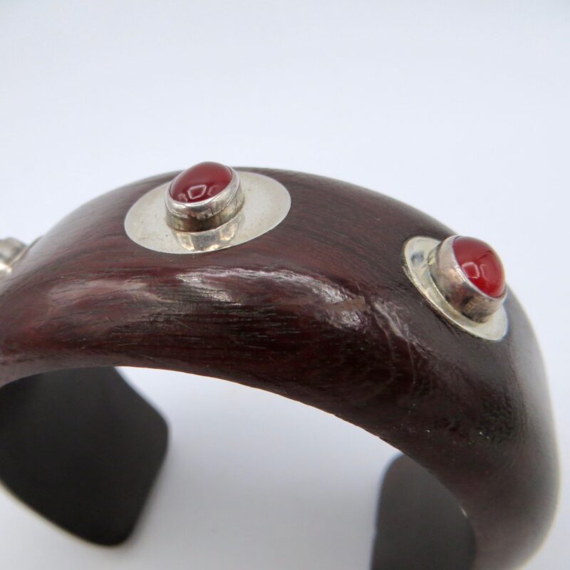 Wood, Silver and Garnet Bracelet