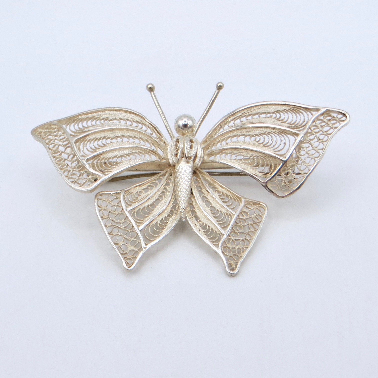 Silver Filigree Butterfly Brooch
