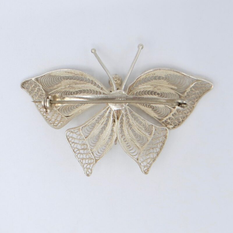 Silver Filigree Butterfly Brooch