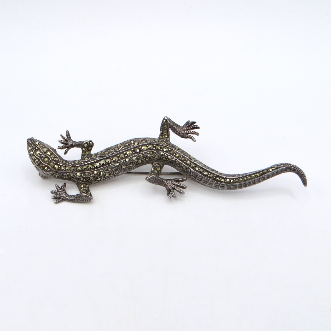 Silver & Marcasite Lizard Brooch