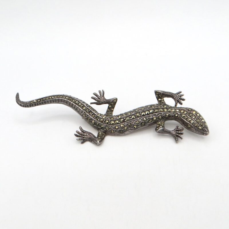 Silver & Marcasite Lizard Brooch