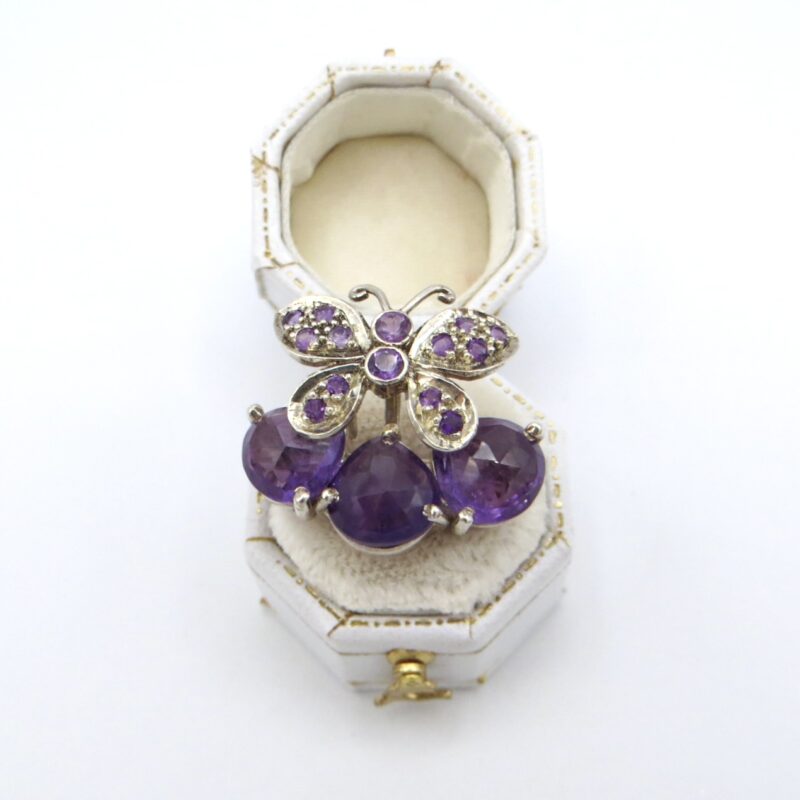 Silver and Amethyst Butterfly Brooch/Pendant