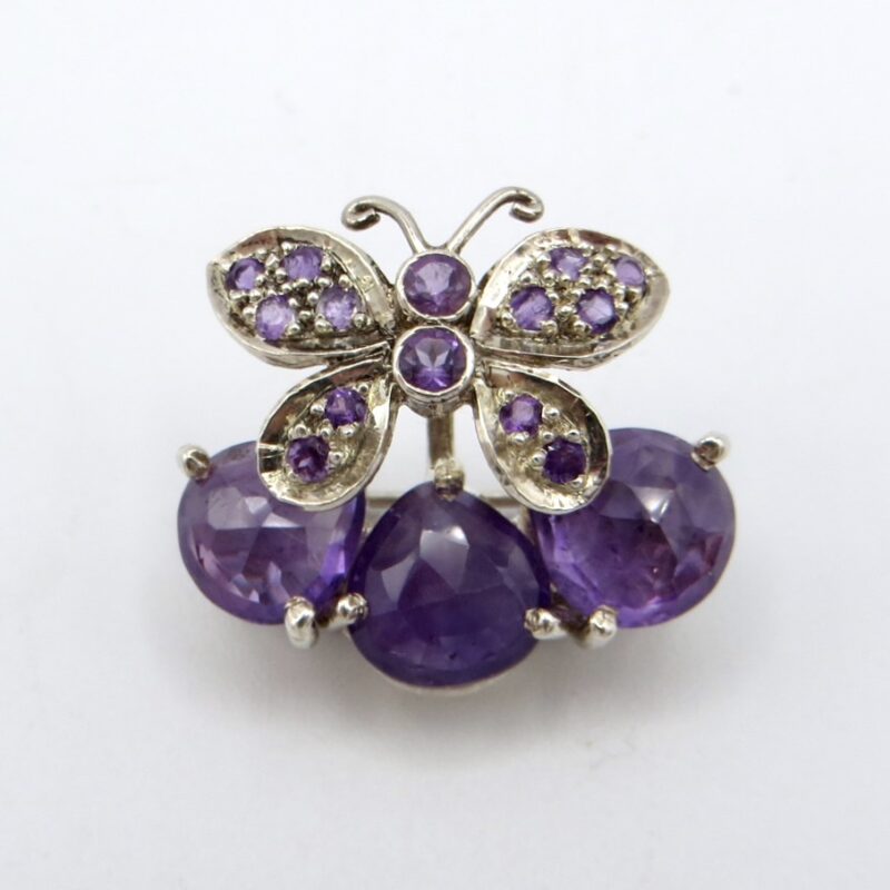 Silver and Amethyst Butterfly Brooch/Pendant