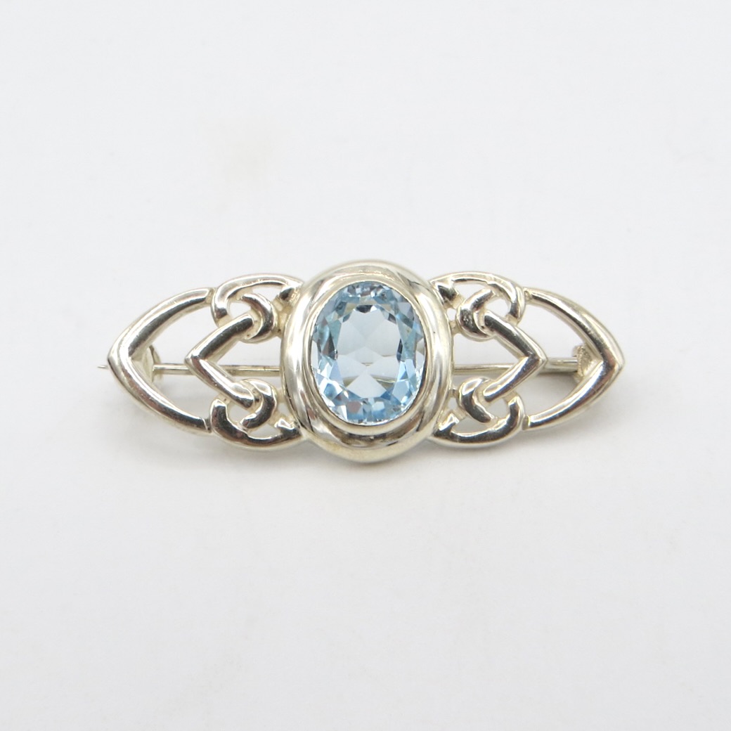 Silver and Topaz Celtic Brooch