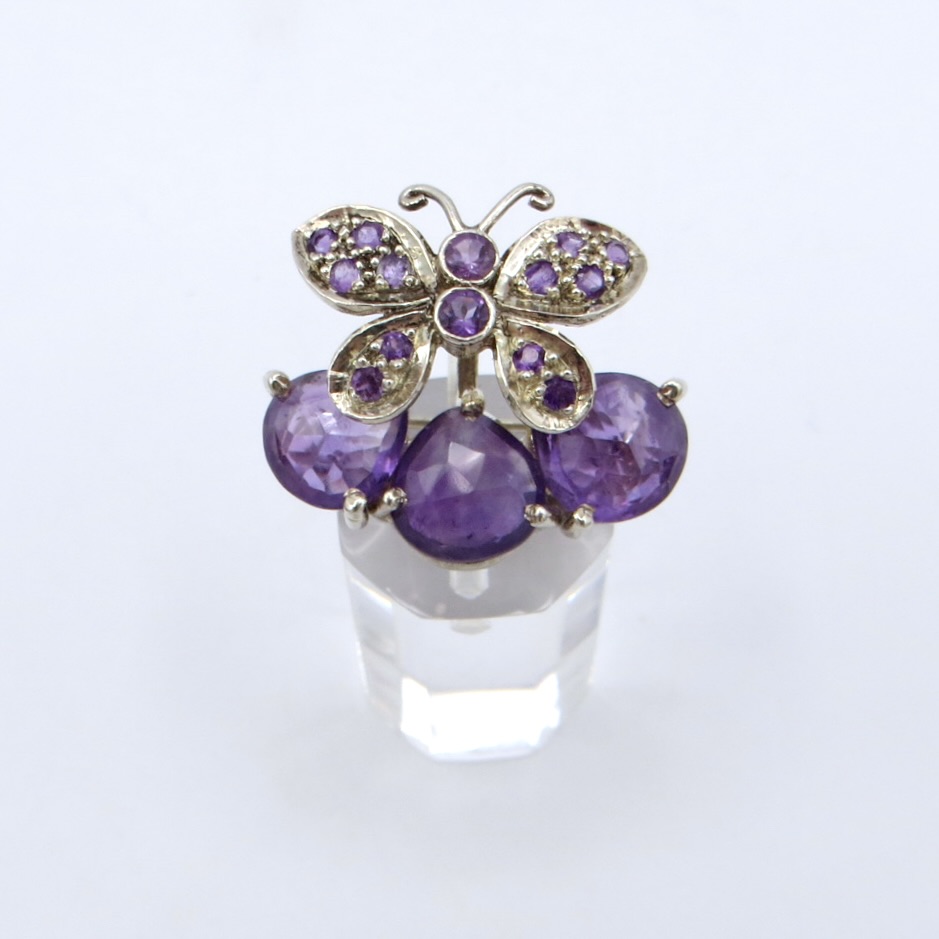 Silver and Amethyst Butterfly Brooch/Pendant