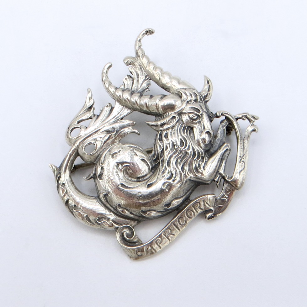 Silver Capricorn Brooch