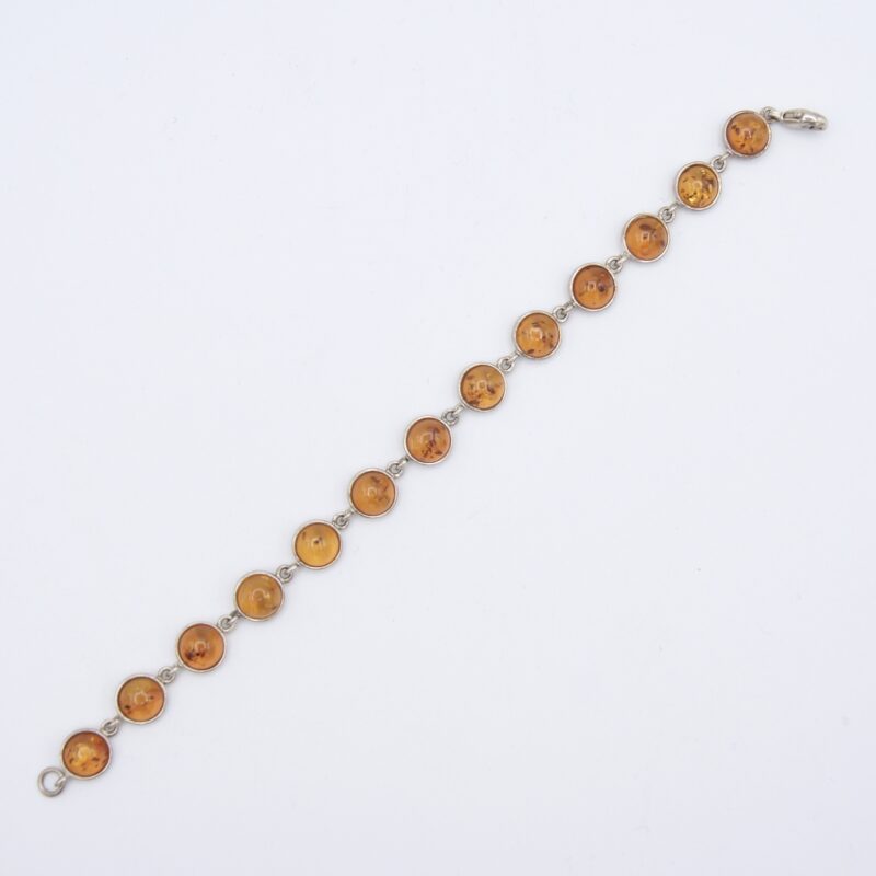 Silver & Amber Cabochon Bracelet