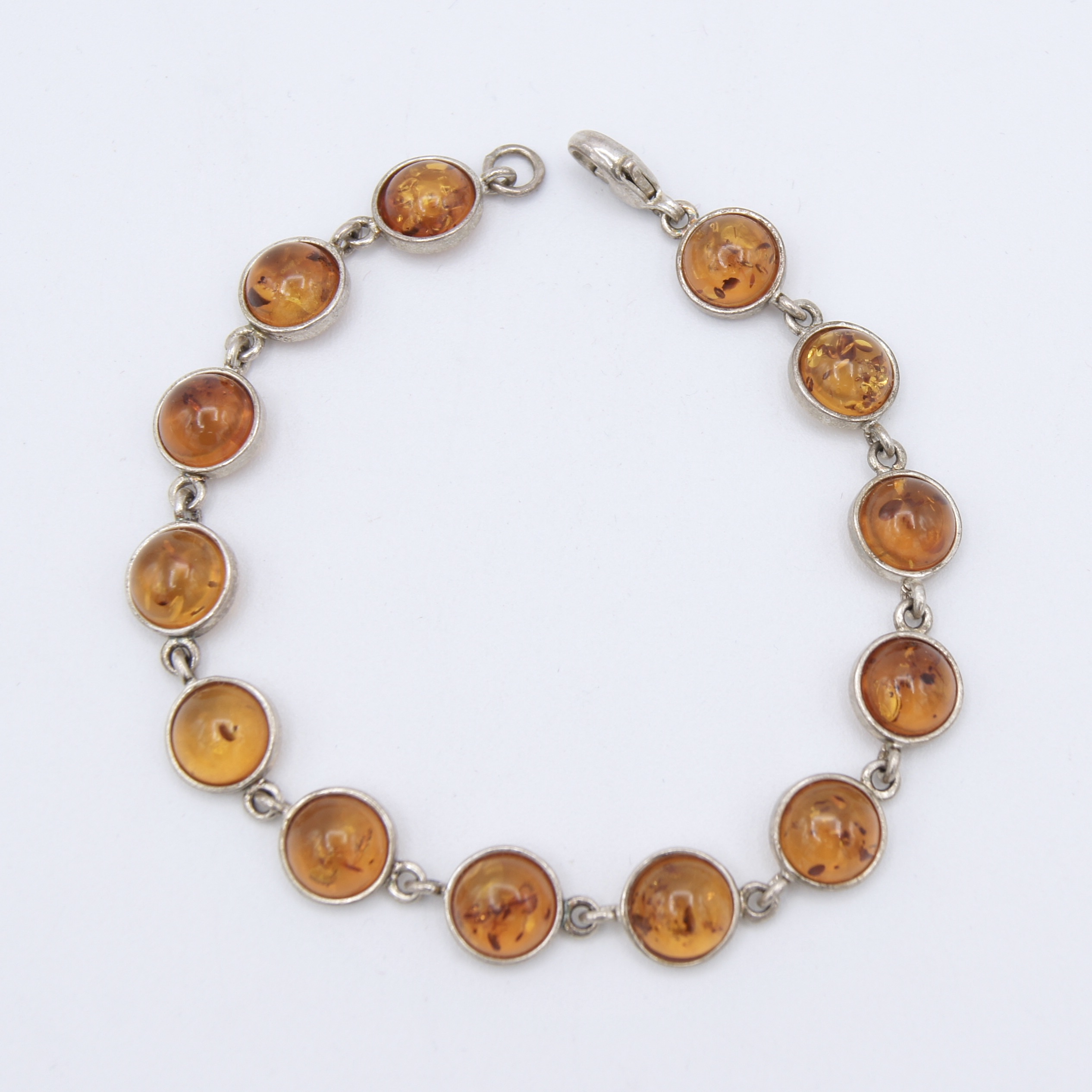 Silver & Amber Cabochon Bracelet