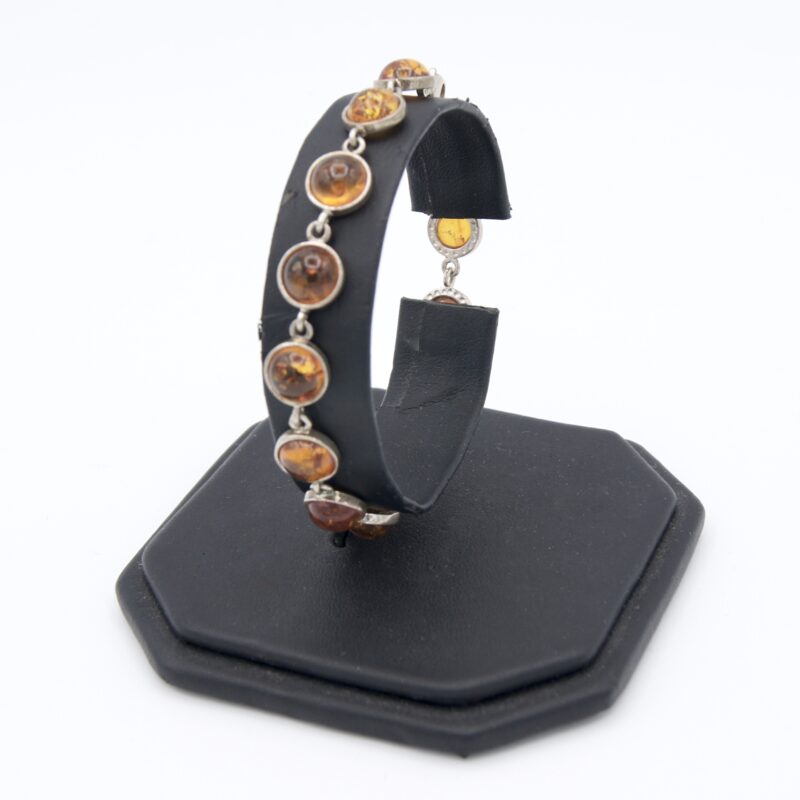 Silver & Amber Cabochon Bracelet