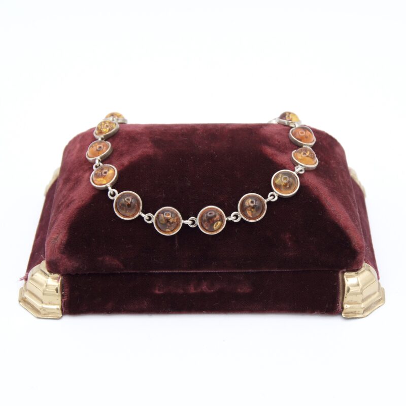 Silver & Amber Cabochon Bracelet
