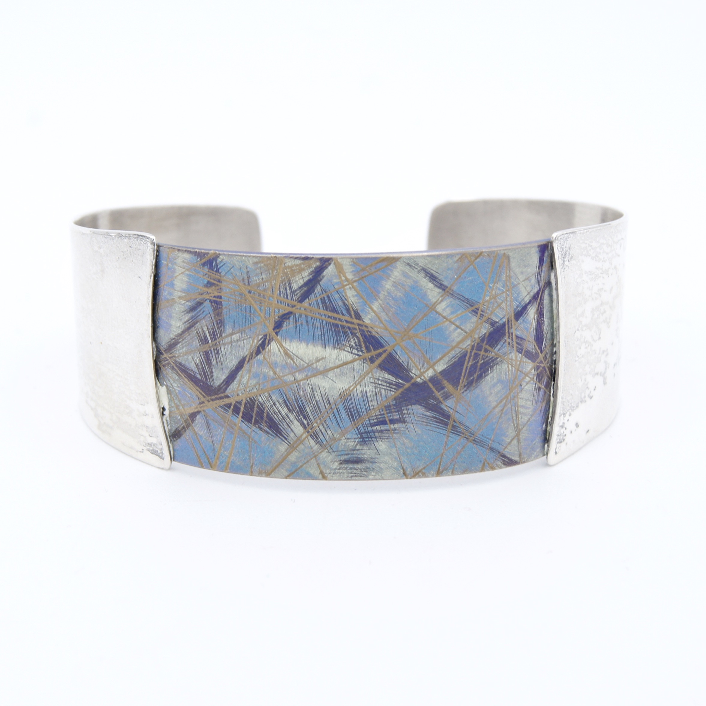Silver Butterfly Wing Etched Bangle 